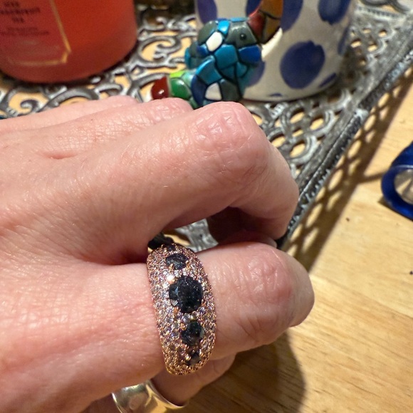 Bomb Party Gold Plating, Black Onyx, CZ Ring, Size 8, NWOT, “BORG” - Picture 3 of 9